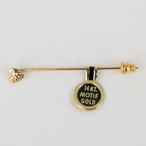 14kt Yellow Gold Heart Stickpin Vintage Hammered Small Petite Delicate D…
